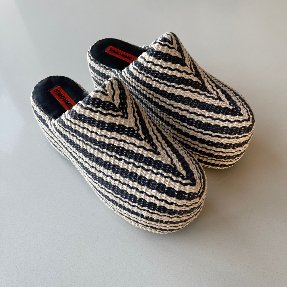 Simon Miller Platform Bubble Clogs Macadamia Stripe Size 40
